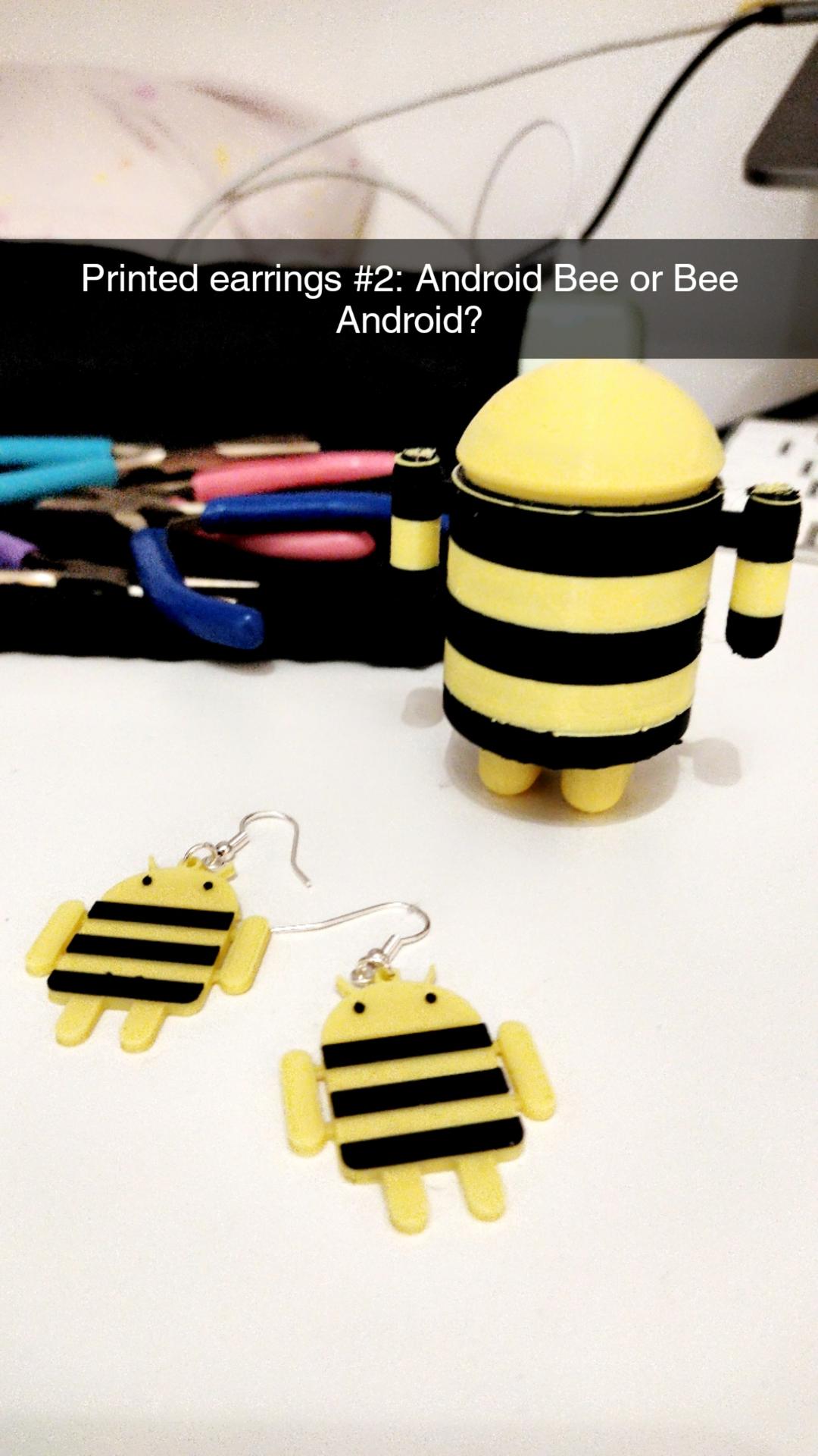 Android Bee Figurine and Earrings